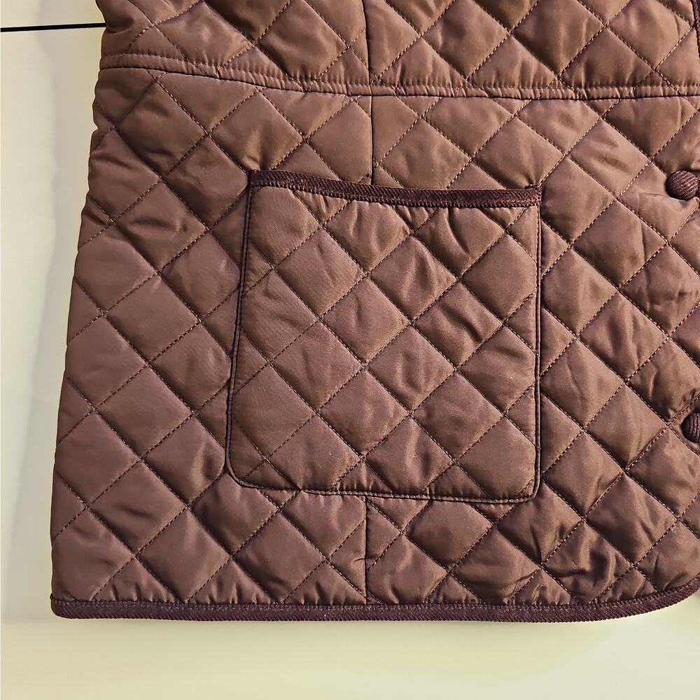 Jones New York Signature Womens XL Brown Quilted Barn Jacket Corduroy Collar - Picture 6 of 12